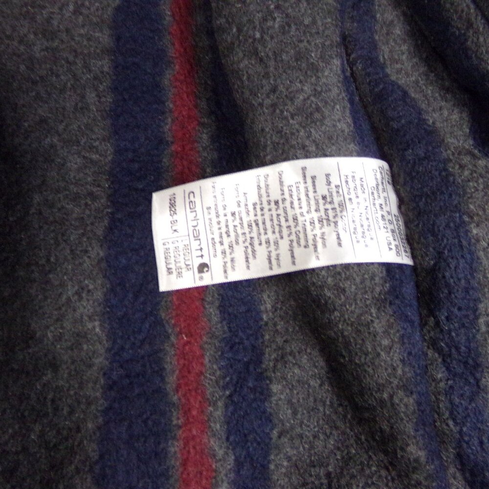 Men's Carhartt Coat Jacket Black B L Large Button Collar 103825 Blanket Lining - Picture 11 of 16